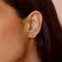 White Topaz Vega Star 14k Gold Vermeil Chain Stud Earrings, thumbnail 1 of 7