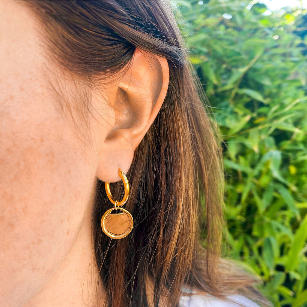Gold Coin Hoops  Michelle Earrings  Ana Luisa Jewelry