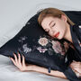 Silk Pillowcase Black 100% Pure Soft Mulberry Silk Floral Luxury Hair Care Standard Double, thumbnail 3 of 7