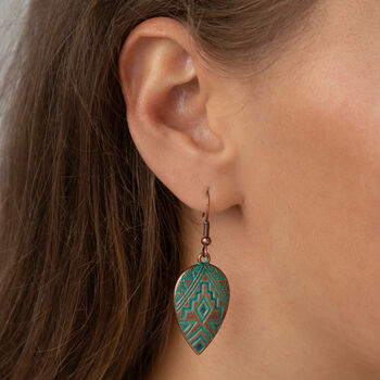 Bronze And Blue Bohemian Pear Shaped Earrings, 2 of 3