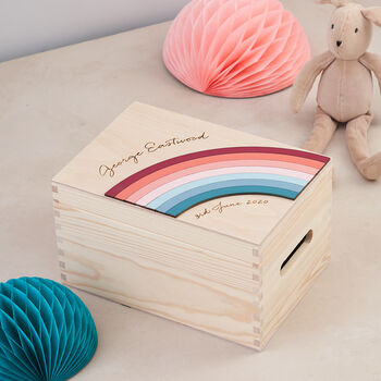 Personalised 1st Birthday Rainbow Storage Box, 3 of 4