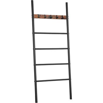 Towel Rack Leaning Ladder Rack Rail With Hooks, 4 of 8