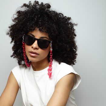 Hayley – Hot Pink And Red Translucent Chunky Acrylic Glasses Chain, 2 of 6
