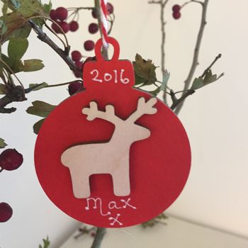 Personalised Reindeer Christmas Bauble Decoration, 2 of 5