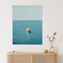 Open Water Swimming Cow Bathroom Blue Wall Art Print, thumbnail 1 of 6