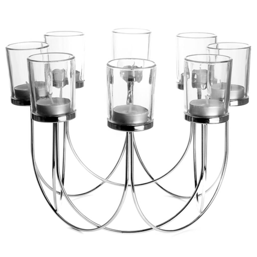 Stunning Table Centrepiece Chrome Tea Light Holder By Bow and Blossom