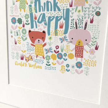Think Happy Personalised Nursery Print, 2 of 8