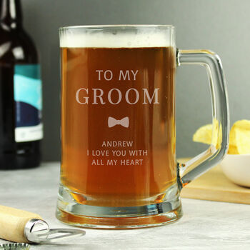 Groom Gifts Personalised Engraved Pint Tankard For Best Man, 4 of 11