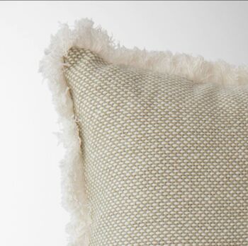 Neutral Woven Cushion Cover With Fringing, 4 of 4
