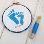 Blue, Baby Cross Stitch. Wall Hanging Embroidery Hoop, thumbnail 1 of 4