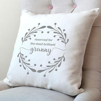 Personalised Reserved Wreath Cushion, 2 of 4