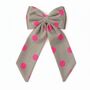 Sustainable Lrg Linen Polka Dot Bow Hanging Christmas Decoration, thumbnail 4 of 12