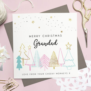 Personalised Grandparent Foiled Christmas Card Pink, 2 of 4