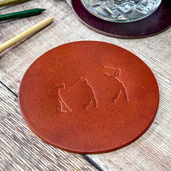 Golf Gift Leather Coaster, 2 of 3