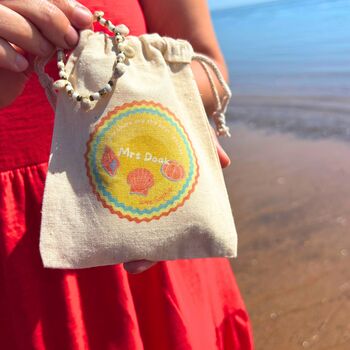 Personalised Shells And Sunshine Teacher Beach Bracelet + Bag, 3 of 5