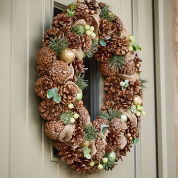 Festive Follies Deluxe Pinecone Christmas Wreath, 3 of 6