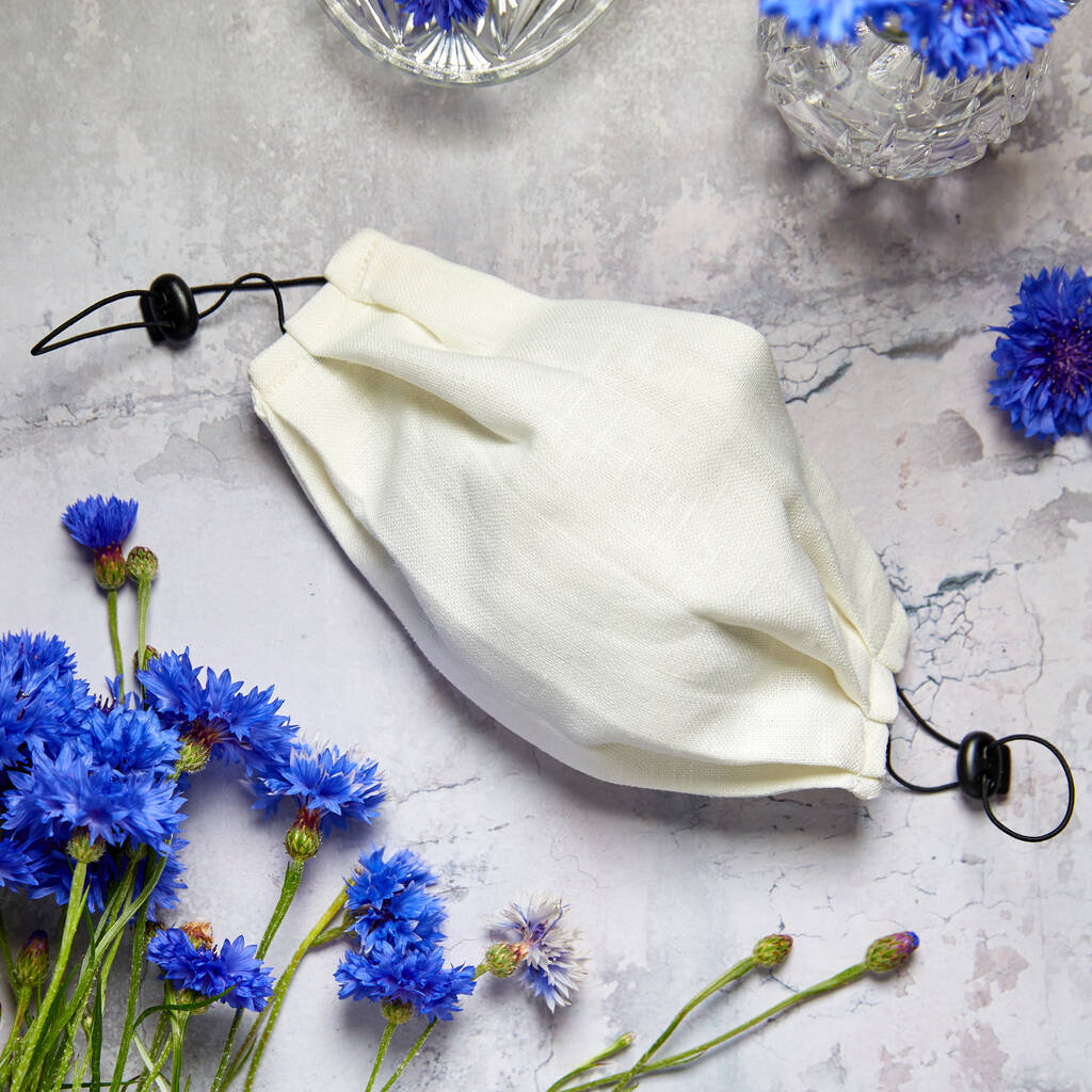 White Washable 100 Linen Face Mask By Daisy Roots