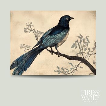 Art Print | Vintage Blue Bird Wall Art | Nature Inspired Home Decor, 6 of 12