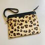 Leather Leopard Print Clutch Bag, thumbnail 1 of 5