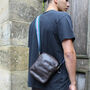 'Asher' Men's Leather Crossbody Flight Bag In Chestnut, thumbnail 2 of 10