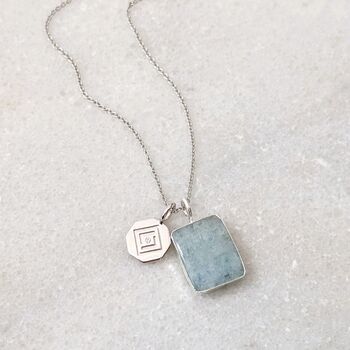 The Duo Aquamarine Necklace, Silver, 3 of 11