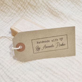 Crafters Gifts / Handmade By Personalised Rubber Stamp, 2 of 3