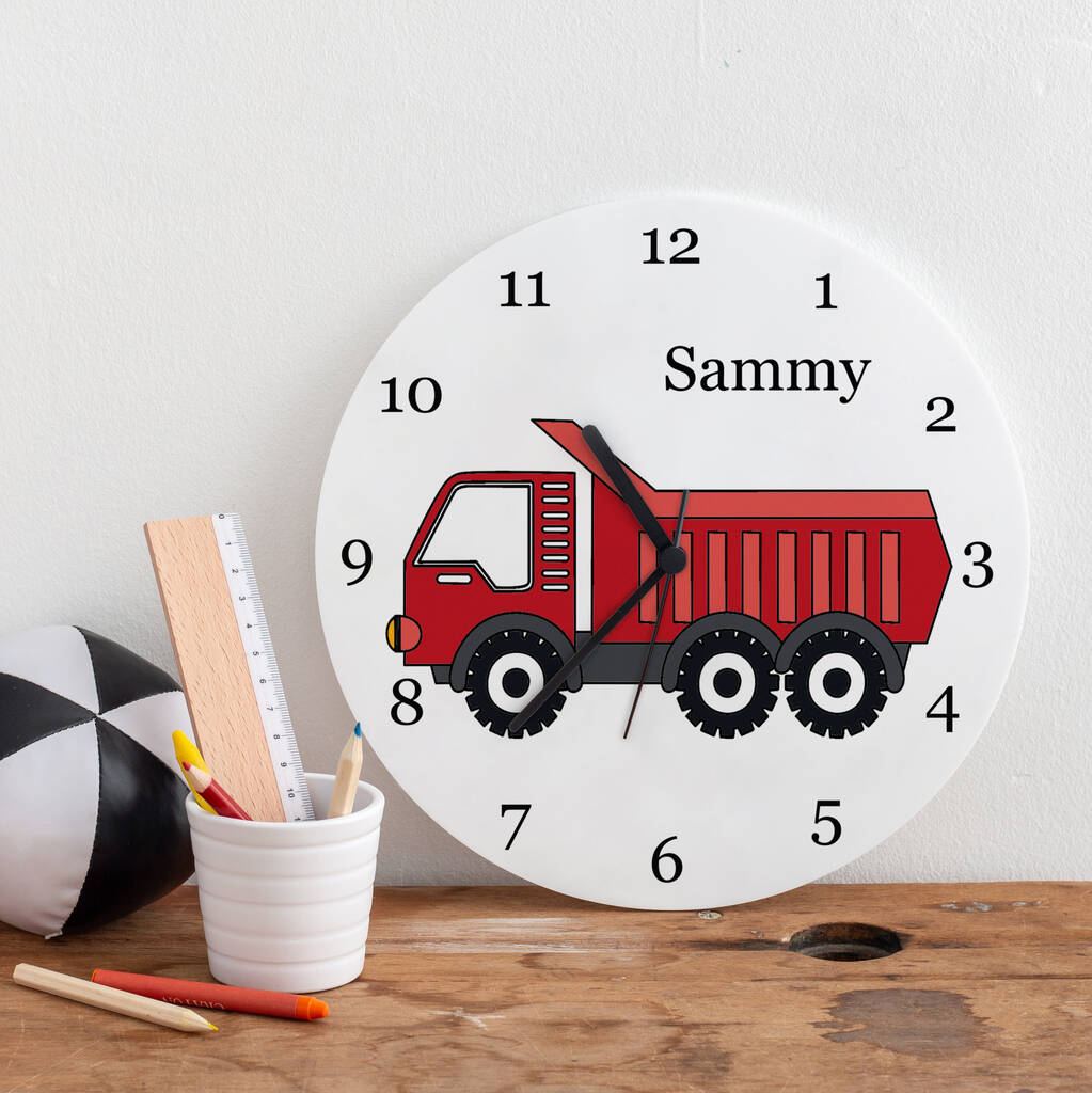 Children's Personalised Tipper Truck Construction Clock By The Gifting ...