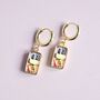 18ct Gold Plated Tinned Sardine Huggie Earrings, thumbnail 3 of 4