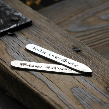 We Love You Daddy Personalised Silver Collar Stiffeners, 7 of 8