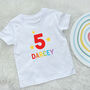 Kids Personalised Rainbow Birthday T Shirt, thumbnail 4 of 5