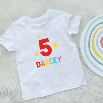 Kids Personalised Rainbow Birthday T Shirt, 4 of 5