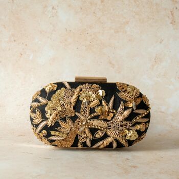 Maisha Black Silk Oval Clutch, 3 of 4