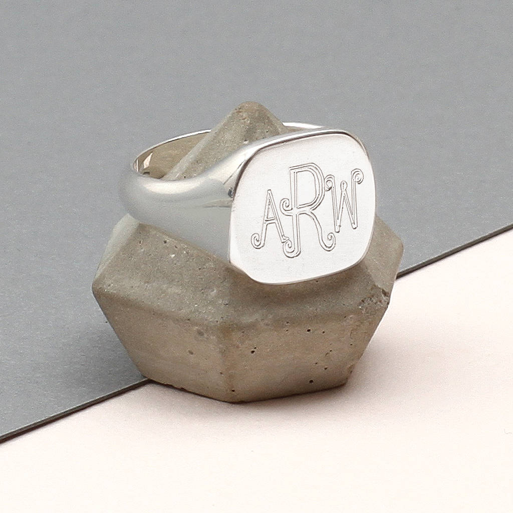 mens sterling silver monogram square signet ring by hurleyburley man | 0