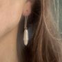 Freshwater Baroque Long Biwa Pearl Drop Earrings In Sterling Silver, thumbnail 6 of 7