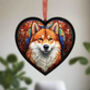 Shiba Inu Stained Glass Effect Heart Suncatcher, thumbnail 2 of 4