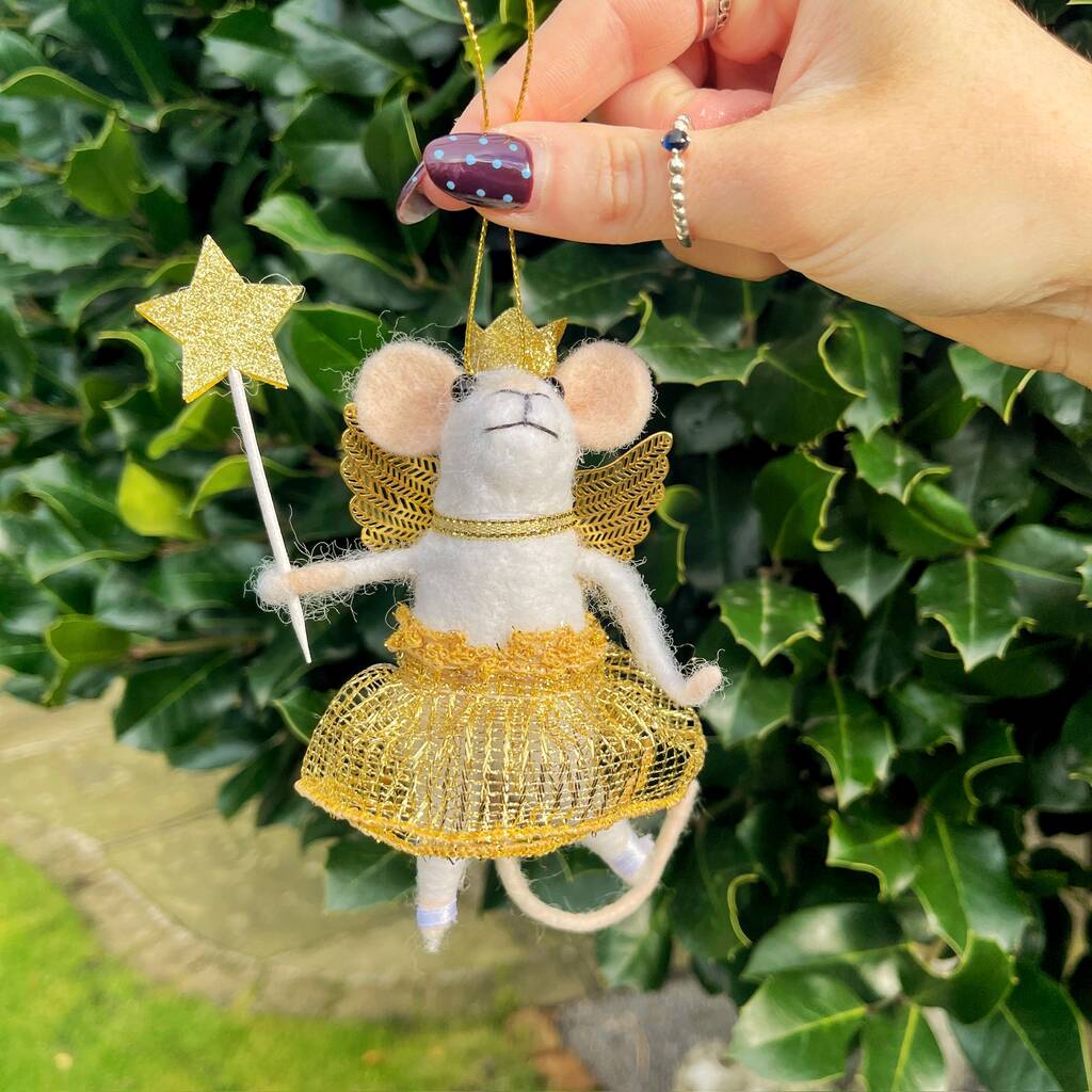 Christmas Fairy Mouse With Wand Hanging Decoration, 1 of 3