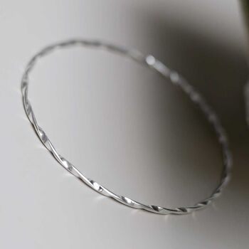 Sterling Silver Fine Twisted Bangle, 3 of 9