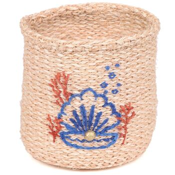 Seashell And Coral Embroidered Basket, 5 of 6
