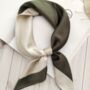 Dark Green And Cream Block Colour Square Scarf, thumbnail 1 of 7