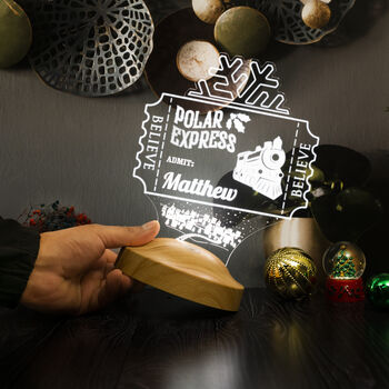 Polar Express Night Lamp, Personalised Christmas Gift, 3 of 5