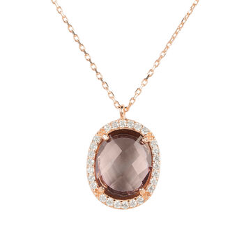 Beatrice Oval Gemstone Necklace Rose Gold Plated Silver, 11 of 12