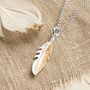 Sterling Silver And Rose Gold Feather Necklace, thumbnail 3 of 4