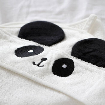Personalised Baby Panda Hooded Cotton Towel, 4 of 9
