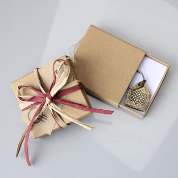 Solid Bronze Celtic Design Keepsake Keyring, 7 of 7