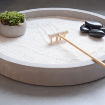 Round Japanese Zen Garden With Rake And Moss Meditation, 2 of 4