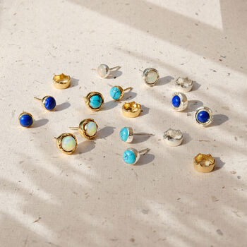 Maya Lapis Lazuli Stud Earrings Sterling Silver Or Gold Plated, 8 of 12