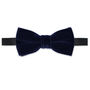 Mens Navy Blue Velvet Bow Tie And Pocket Square Set, thumbnail 4 of 4