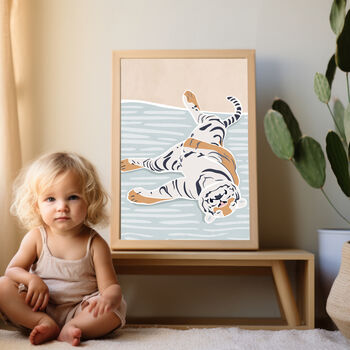 Custom Boys Girls Name Tiger Print For Nursery Newborn Gift, 4 of 7