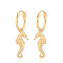 18ct Gold Seahorse Charm Hoop Earrings, thumbnail 2 of 4
