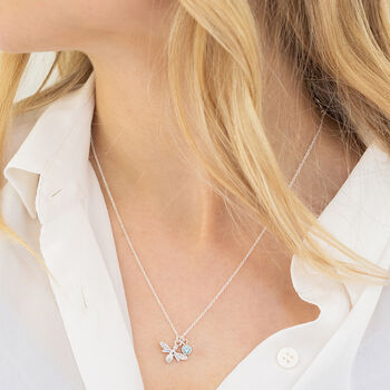 Sterling Silver Bee Necklace With Birthstone Charm, 3 of 11